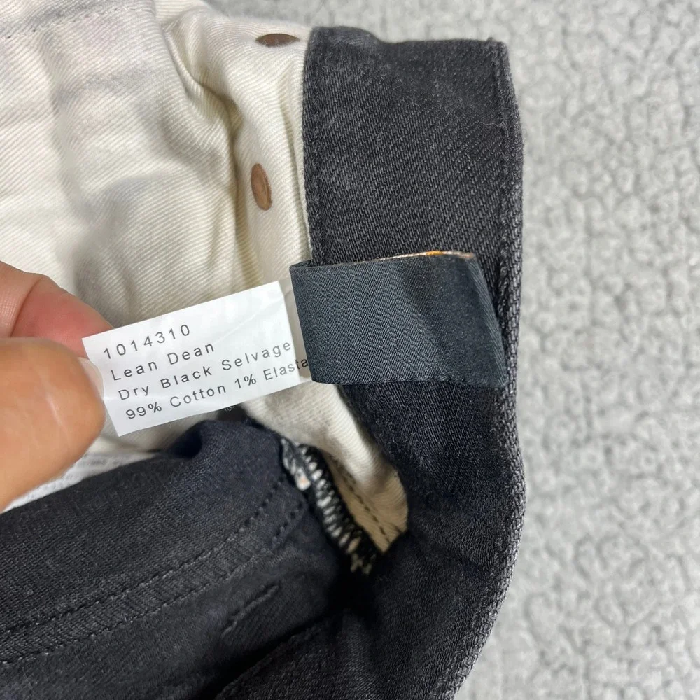 Nudie Jeans Co Lean Dean Dry Black Selvage Slim Tapered Jeans Mens 31x30 (31x28)